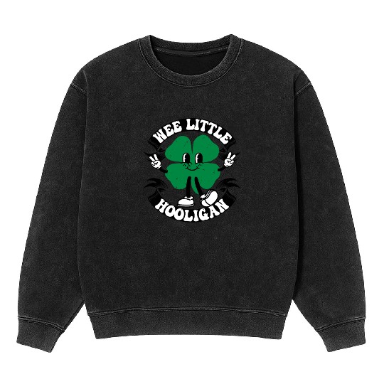 Wee Little Hooligan Cute St. Patrick's Day Irish Mineral Wash Sweatshirts