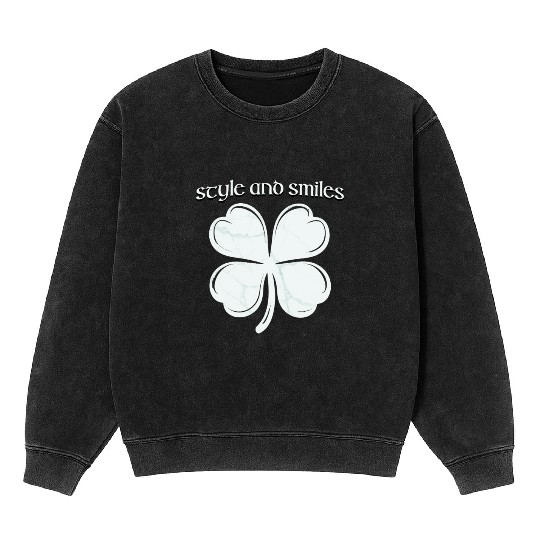 Style and Smiles Large Clover Graphic and Text Mineral Wash Sweatshirts