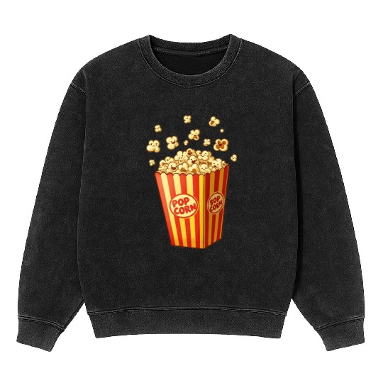 A popcorn box with little popcorn jumping out Mineral Wash Sweatshirts