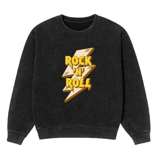 Rock'N'Roll Sign With Lightning Bolt Mineral Wash Sweatshirts