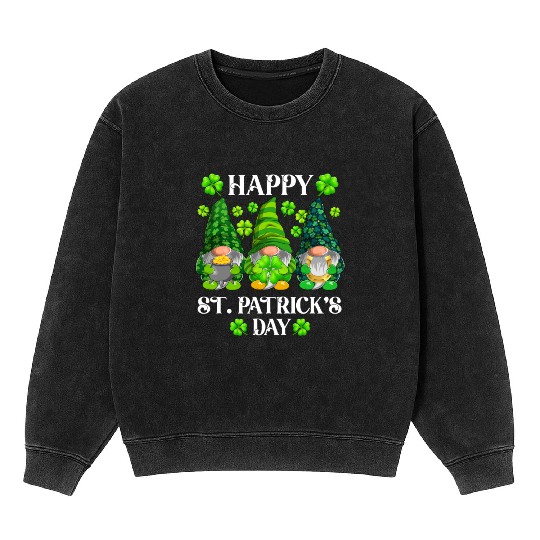 Happy St. Patrick's Day Gnomes Shenanigans Irish Mineral Wash Sweatshirts