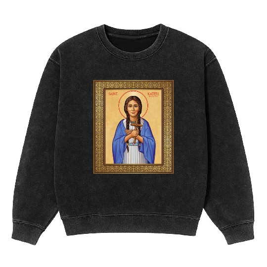 St Kateri Tekakwitha Lily of the Mohawks Catholic Mineral Wash Sweatshirts