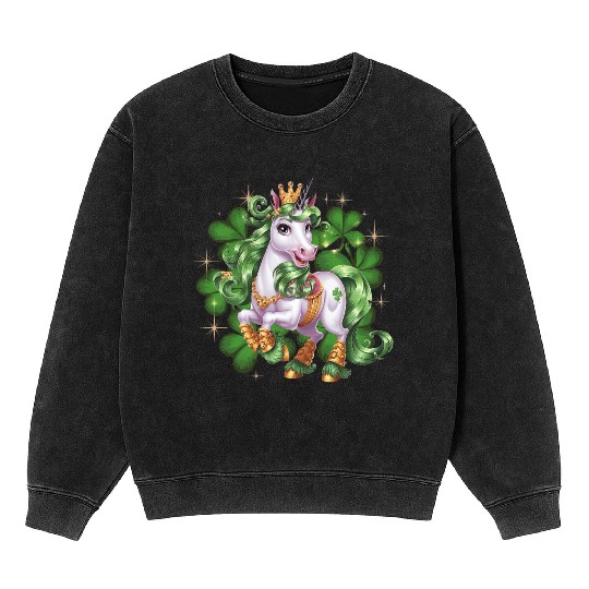 St. Patrick's Day Unicorn Funny Lucky Unicorn Mineral Wash Sweatshirts