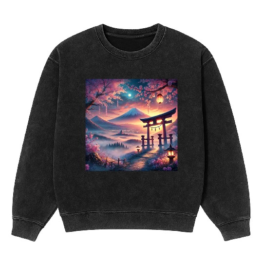 fuji sakura torii Mineral Wash Sweatshirts