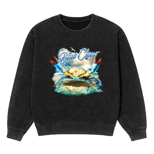 Bass Fishing Blue Claw Crab Mineral Wash Sweatshirts