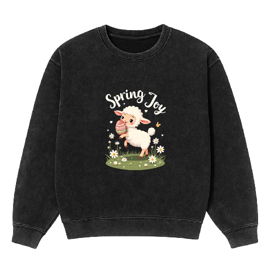 Playful Easter Lamb Mineral Wash Sweatshirts – Springtime Joy Desig