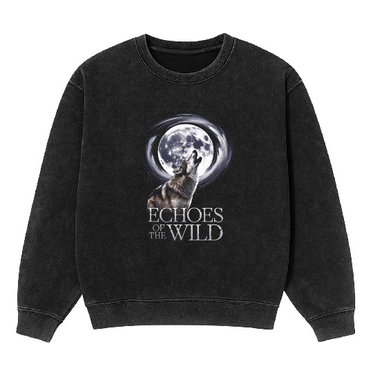 Echoes Of The Wild Howling Wolf Moon Art Mineral Wash Sweatshirts
