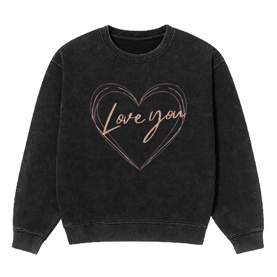 Heart Lines Love You Mineral Wash Sweatshirts