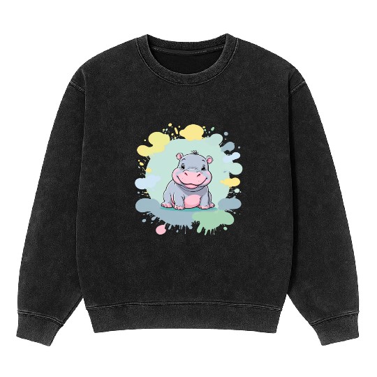 Bambino! - Baby Hippo Mineral Wash Sweatshirts