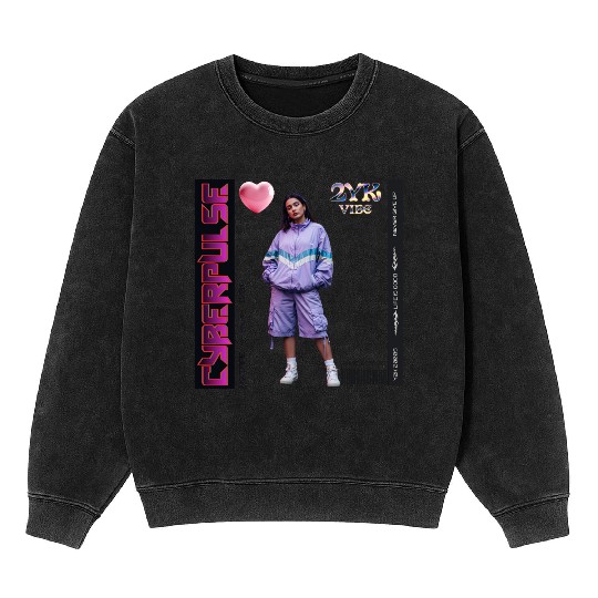 Y2K Vibes Cyberpulse Retro Mineral Wash Sweatshirts