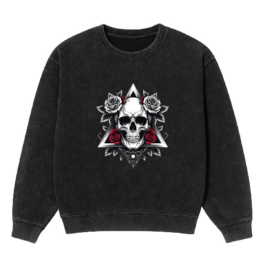 Gothic Skull & Roses Aesthetic Mineral Wash Sweatshirts