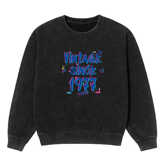 Vintage 1977 Graffiti Glitch - 48 Years of Style Mineral Wash Sweatshirts