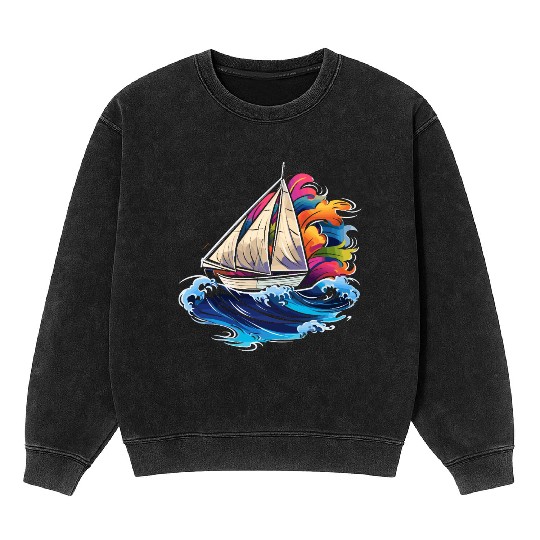 Sailing Synthwave Mineral Wash Sweatshirts