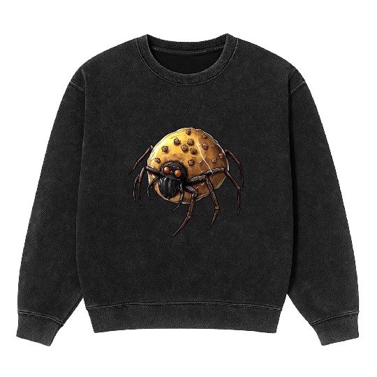 Donut Spider Funny Creative Motif Mineral Wash Sweatshirts