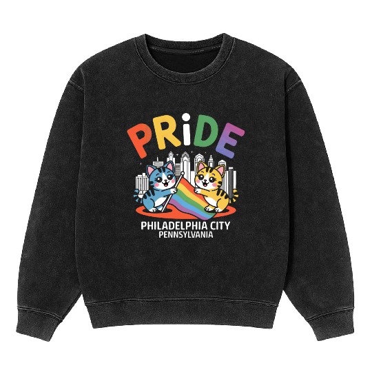 Pride Month Philadelphia City Pennsylvania USA Rai Mineral Wash Sweatshirts