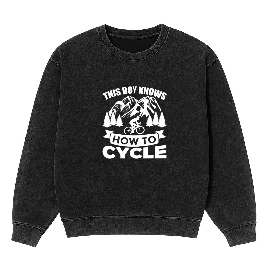 This Boy Knows How To Cycle Mineral Wash Sweatshirts
