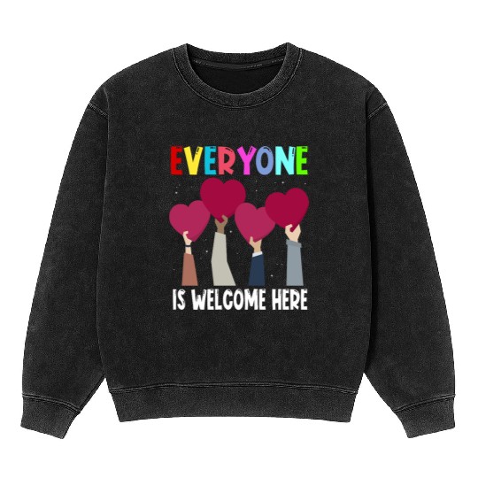 Everyone Is Welcome Here Idaho Teacher Mineral Wash Sweatshirts