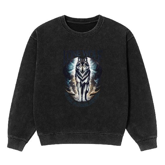 Lone Wolf - No Pack, No Chains, Just Wild Mineral Wash Sweatshirts