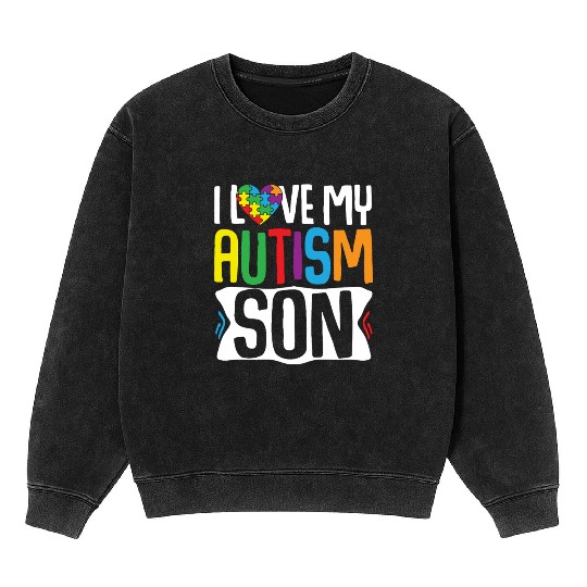 Autism Awareness Gift Parents Son Mineral Wash Sweatshirts