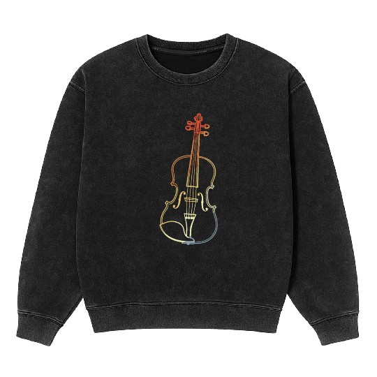 Vintage Violin Drawing Mineral Wash Sweatshirts