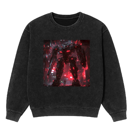 Crimson Labyrinth Mech Mineral Wash Sweatshirts
