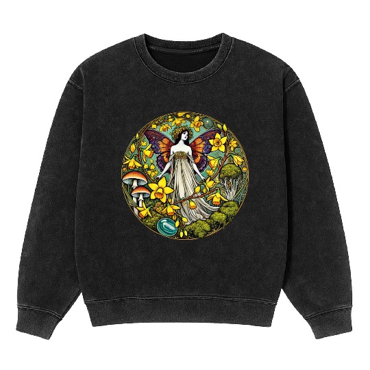 Vintage Spring Nature Fairy Mineral Wash Sweatshirts