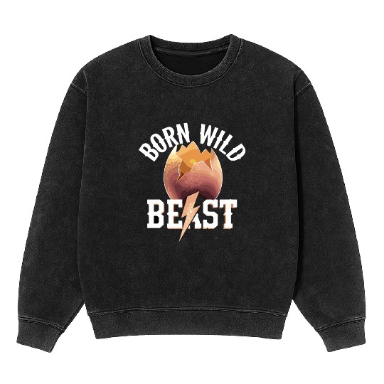 Born Wild Beast Eggshell Lightning Adventure Mineral Wash Sweatshirts