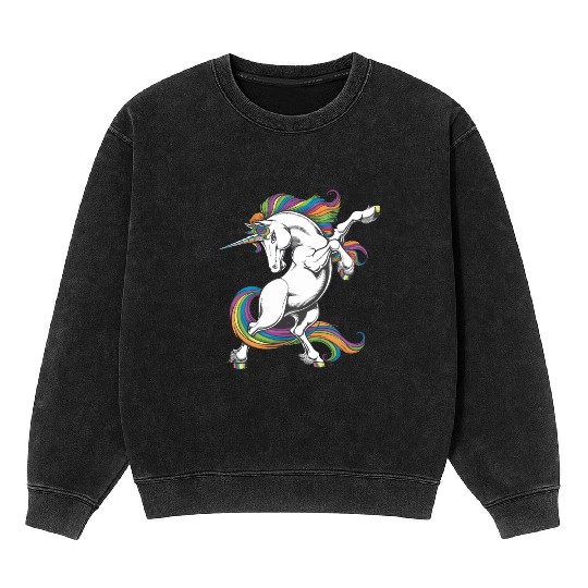 Majestic Rainbow Unicorn Prancing with Vibrant Mineral Wash Sweatshirts