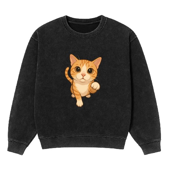 Cute Meow Cat Design for Cat Lovers Mineral Wash Sweatshirts