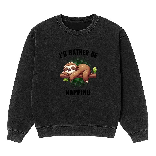 Cute Sleeping Sloth Mineral Wash Sweatshirts