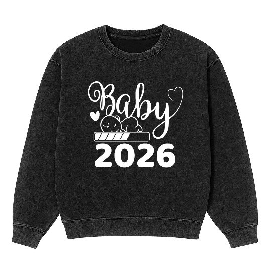 Baby 2026 Loading Expecting Joyful Arrival Mineral Wash Sweatshirts