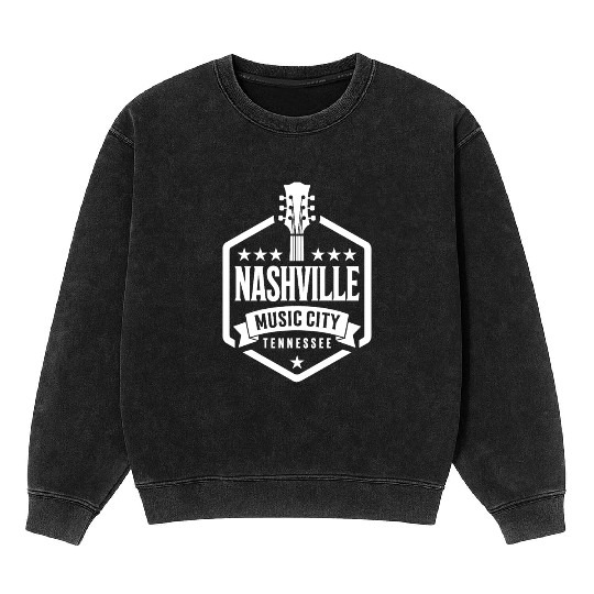 Nashville Music City Guitar Tennessee Mineral Wash Sweatshirts