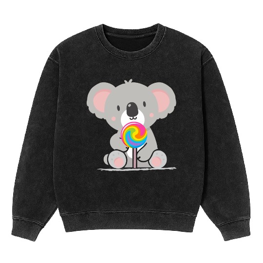 Cute koala with a colorful lollipop Mineral Wash Sweatshirts