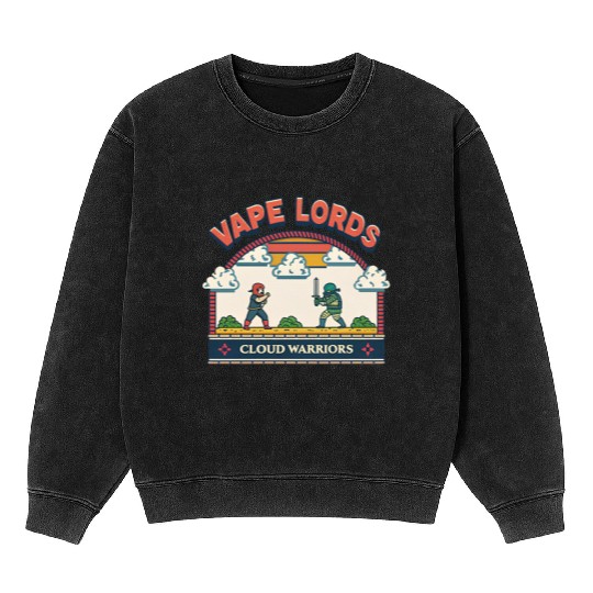 Vape Lords: Cloud Warriors Retro Game Mineral Wash Sweatshirts