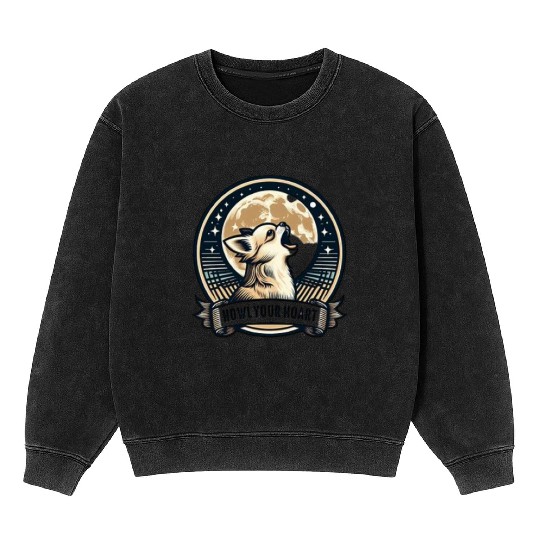 chihuahua-howling-vintage-moon-vector-Mineral Wash Sweatshirts-desig