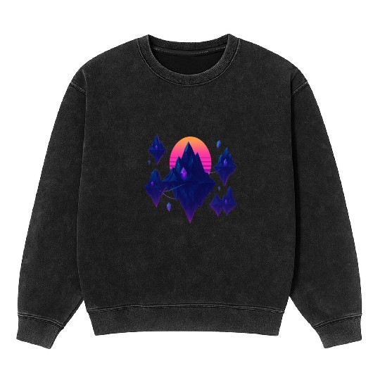 Crystal Skies – Neon Floating Islands Mineral Wash Sweatshirts