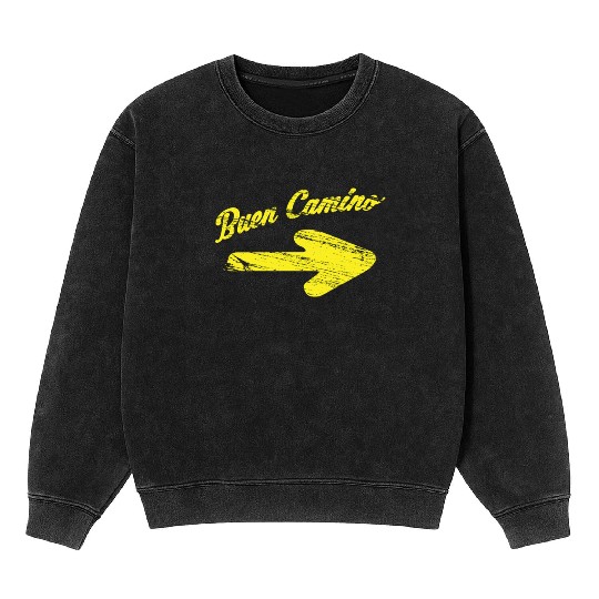 Way of St. James buen camino yellow arrow Mineral Wash Sweatshirts