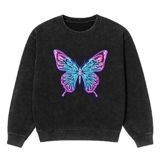 Neon Butterfly Mineral Wash Sweatshirts