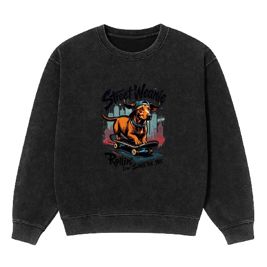 Dachshund Street Weanie Mineral Wash Sweatshirts