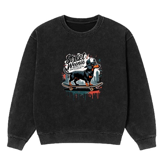 Dachshund Street Weanie Mineral Wash Sweatshirts