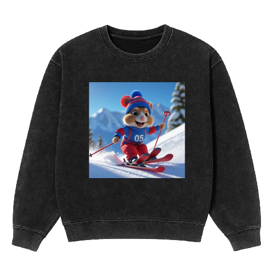 Hamster climbing the mountains cute Mineral Wash Sweatshirts