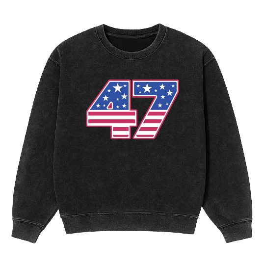 Number 47 in Stars and Stripes Mineral Wash Sweatshirts