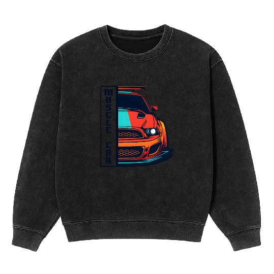 Muscle Car US Mineral Wash Sweatshirts Modern Muscle Car Man Children