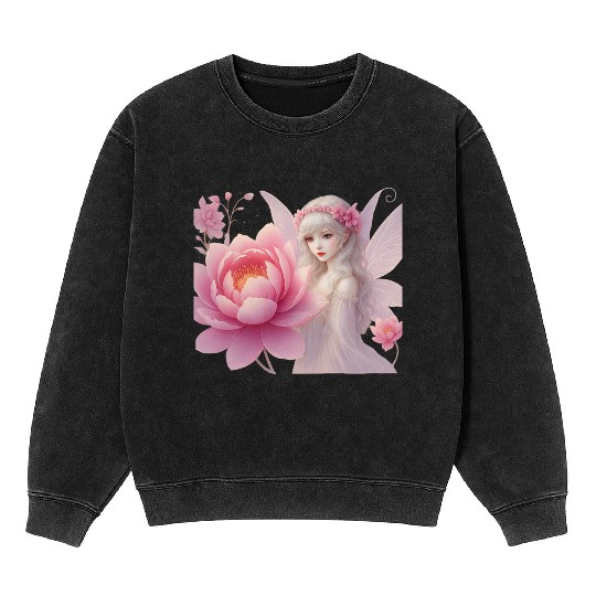 Flower Fairy Girl Ethereal Fantasy Art Design Mineral Wash Sweatshirts