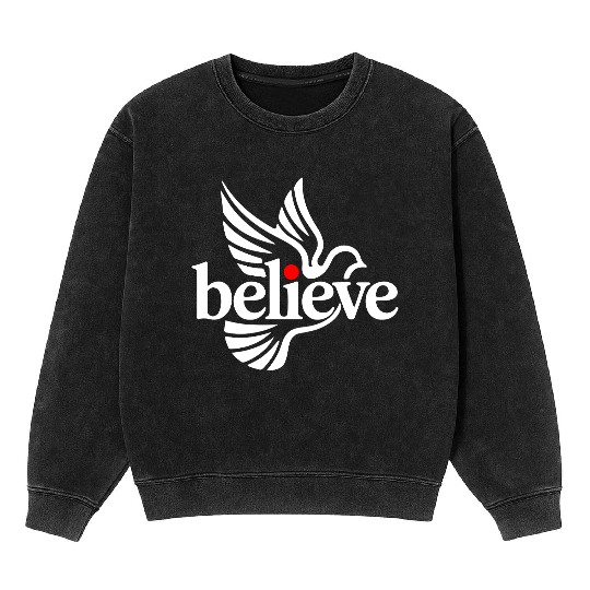 Believe white Mineral Wash Sweatshirts
