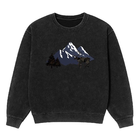 Geometric Wilderness — Crystal Deer Mineral Wash Sweatshirts