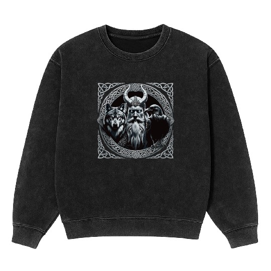Viking Warrior Man Odin Thor Norman Walhalla Mineral Wash Sweatshirts