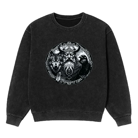 Viking Warrior Man Odin Thor Norman Walhalla Mineral Wash Sweatshirts