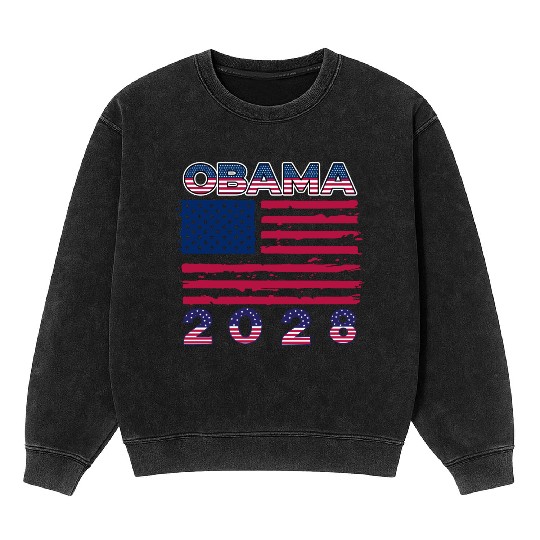 Obama 2028 Vintage Flag Patriotic Politics Protest Mineral Wash Sweatshirts