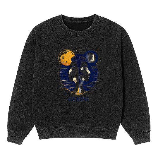 Zodiac Card Gemini Mineral Wash Sweatshirts